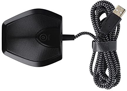 Zunate Micrófono de Conferencia USB, Micrófono de Condensador Omnidireccional para PC con Botón de Silencio para Enseñanza de Video, Grabación, Conferencia, Transmisión de Juegos en la Sala (Negro)