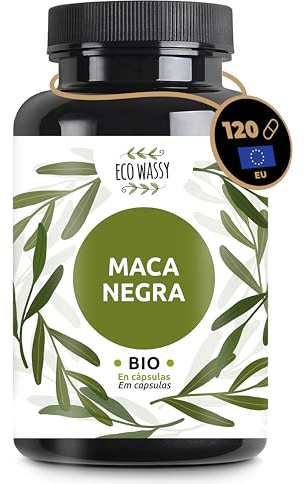 Maca nera peruviana BIO pura al 100%, senza additivi. 120 capsule di maca andina, integratore energetico e potenziatore, totalmente naturale senza prodotti chimici. Vegano. Dose elevata | 1605 mg
