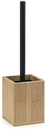 Gedy Bonnie Escobillero Baño Suelo Bambú Natural Palo Negro Mate | 10x10x36,5cm | Bambú natural | Palo negro mate | Cerdas nylon | Sin instalación