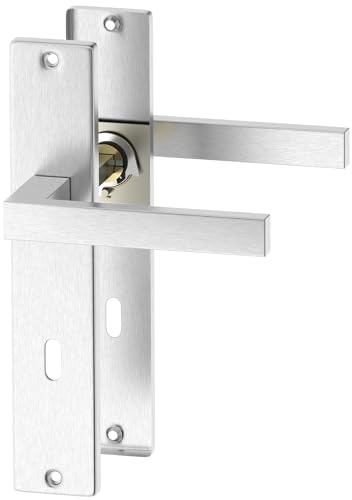 ERGO line CUBE Edelstahl Türbeschlag Türgriff für Zimmertüren BB Langschild Drückergarnitur, Türbeschlag, Türklinke, Türdrücker