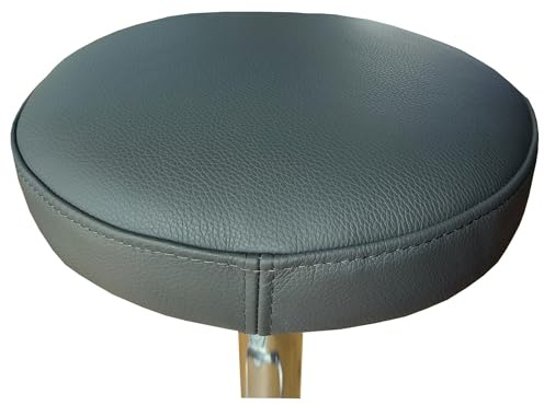 Graues Echtleder Barhocker Ersatzsitz mit 15mm Sperrholz Sitzkissen Lederkissen Rund Sitzpolster fur Barstuhl Barhocker Echt Leder Polster Kissen Sitzauflage Auflage (Durchmesser ø 36 cm)