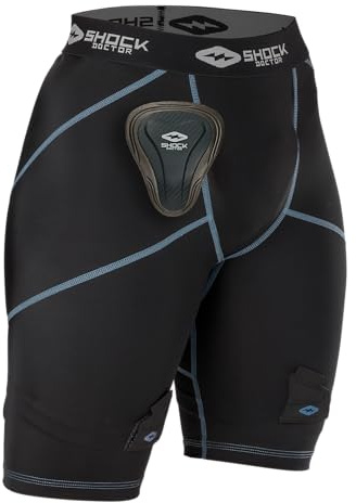 Pantaloncini da Hockey a Compressione da Donna, con Protezione pelvica, Colore: Nero