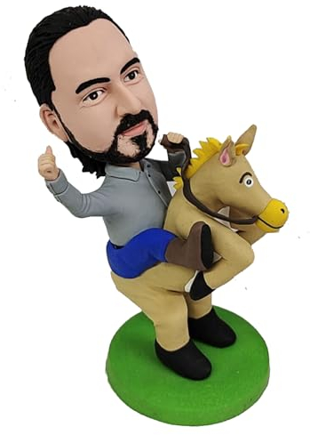 RODMAIE Individuelle Wackelkopf-Figur, individuelle Puppe, Eselreiter, benutzerdefinierter Wackelkopf, Wackelkopf-Figuren, handgefertigt, personalisierte Skulptur, Geschenk für Mann
