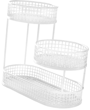 Metal 3 Tier Fruit Basket Serving Tray Stand Holder for Kitchen Dining Table Decor - White Vegetable Rack Bowl
