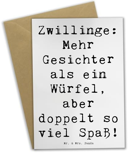 Mr. & Mrs. Panda Grußkarte Spruch Zwillinge Spaß - Geschenk, Geschenke Sternzeichen, Zwillingshumor, Humor, Tierkreiszeichen, Astrologie, weihnachtskarten, osterkarten, Horoskop, Zwillingsgeschwister