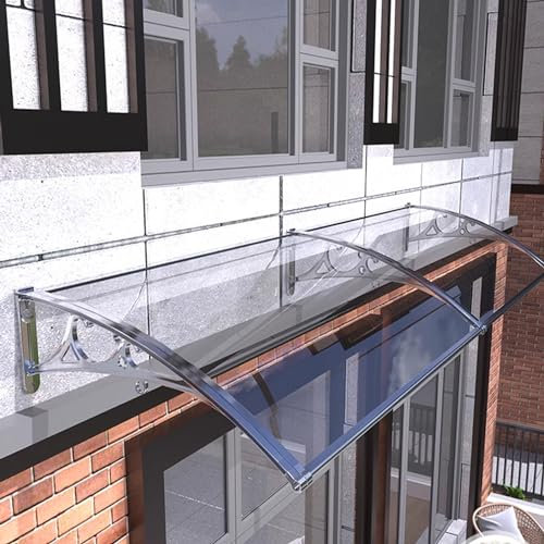 Robuster Regenschutz für Fenster, Türmarkise, Verandamarkise mit transparentem Polycarbonat und Aluminiumrahmen, Außenmarkise für die Vordertür, Breite optional 60/80/100/120/150 cm (60 x 120 cm)