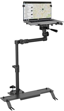 Mount-It! Car Laptop Mount, No-Drill Passenger Seat Laptop Stand with Cooling Tray for Up to 17″ Laptops & Tablets, Adjustable Full Motion Vehicle Laptop Mount