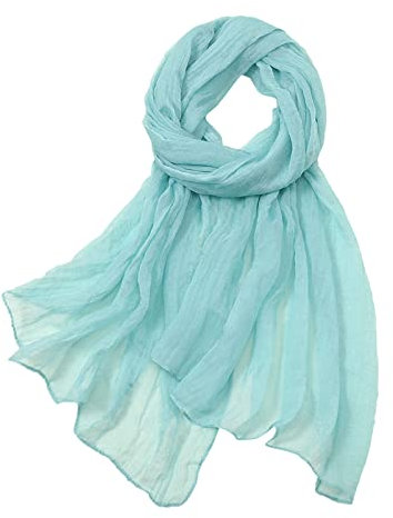 Damen-Sommer-Schal, bunt, mehrfarbig, einfarbig, Chiffon, dünner, normaler Seidenschal, Sonnenschutz, Schal, Vorhang und Schal, hellblau, Einheitsgröße