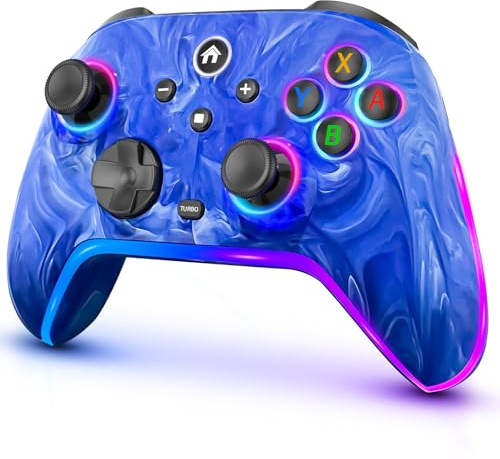 Controller switch wireless per Nitendo Switch/OLED/Lite, 1200 mAh Switch Pro Controller con 10 modalità di luce a colori, interruttore ricaricabile Turbo Control con vibrazione, Turbo, Wake Up,