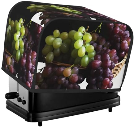 Trauben-Toaster-Abdeckung, 2 Scheiben, für kleine Geräte, mit Taschen, Toaster, Staubschutz mit Griff oben, waschbar, Universal-Brotbackmaschinen-Abdeckung für Küche