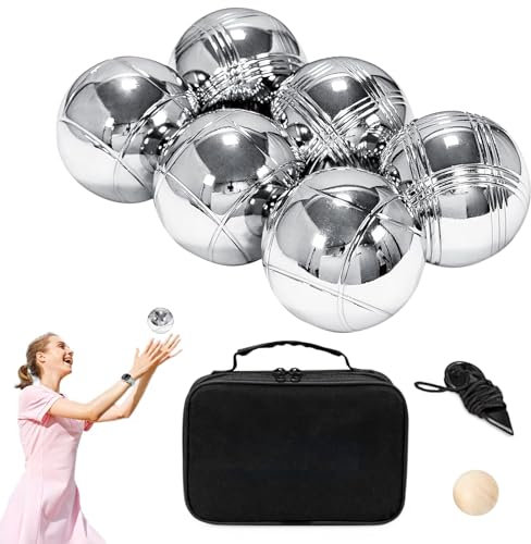 Petanque-Spielset – 7,25 Cm Großes Boccia-Kugelset Aus Metall | Outdoor-Boccia-Ball-Set Aus Metall | Komplettset Für Outdoor-Freizeitballspiele Für Picknicks Im Freien, Strandurlaub Und Den Familienga