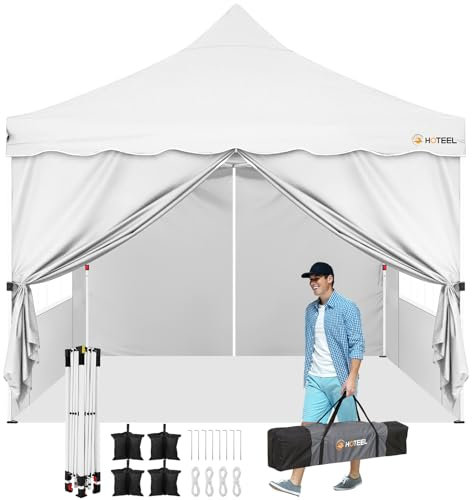 COBIZI Pabellón de Jardín Cenador Plegable 3x3 m Gazebo Impermeable Pop-Up Garden Pavilion con Paredes Laterales,Blanco