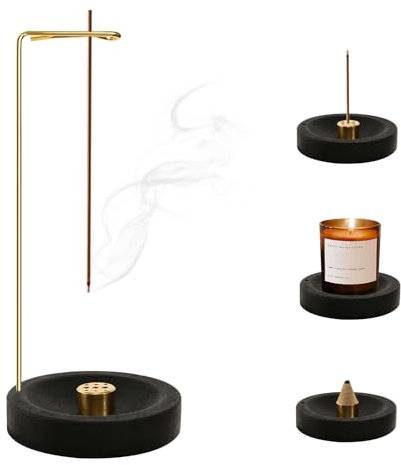 2 in 1 Räucherstäbchenhalter, 9 Loch Incense Holder Räuchergefäß Räucherstäbchen Halter Holz Basis Weihrauchbrenner, Incense Holder Handgefertigte Holz Basis Räucherstäbchen für Yoga Meditation Home