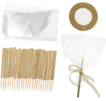 Vaguelly 24pièces Bâtons De Bonbons Éblouissants avec Et Rubans Pailletés pour Décorations De Fête Buffets Desserts Et Événements Spéciaux