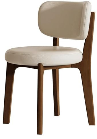 Chaise de salle à manger rembourrée moderne du milieu du siècle avec cadre en bois de noyer avec dossier incurvé pour cuisine et salle à manger Chaise d'appoint sans accoudoirs en cuir