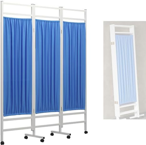 Sturdy Medical Privacy Screens, Waterproof Nylon Fabric, Compact and Foldable Rolling Medical Privacy Screen with Silent Wheels, Suit for Hospitals, Clinics, and Nursing Homes(4 Panel)