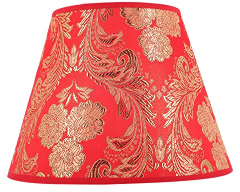 Angoily Lampenschirm Kreative und Elegante Wohnraumbeleuchtung aus Stoff mit Blumenmuster Roter Dekorativer Ersatzschirm Leicht zu Montieren für Tischlampe