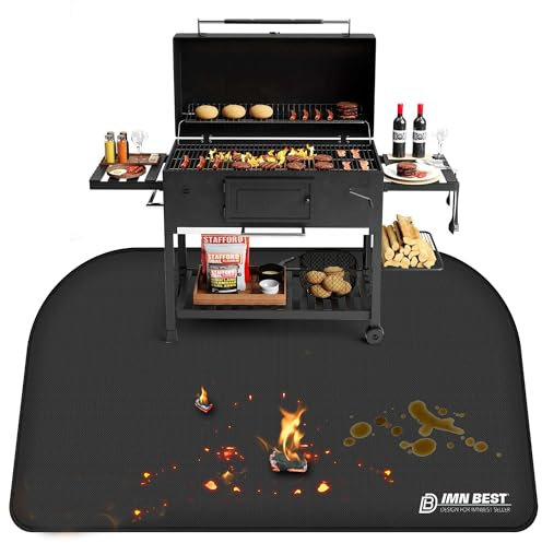 ImnBest Tappetino ignifugo, 150 x 100 cm, pieghevole, in fibra di vetro di silicone, resistente al calore, impermeabile, per barbecue, camino, pavimento, prato e campeggio