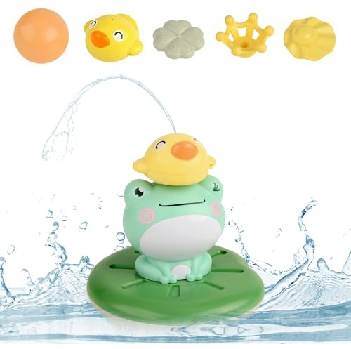 YANGUN Badewannenspielzeug ab 1 2 3 4 Jahr, Frosch Spray Wasserspielzeug Baby, Badespielzeug, Schwimmender Badefrosch mit Wassersprinkler, 15 cm Fontäne, Geschenk für Jungen und Mädchen