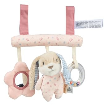 Sterntaler Spielzeug zum Aufhängen Hase Hanni - Spielzeug für Babyschale mit Klettverschluss - weiches Activity Spielzeug mit Greifring, Rassel & Spiegelfolie - Geschenkidee für Mädchen, quarzrosa