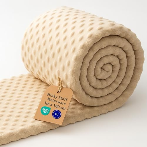 Tyg Metervara Minky Plysch Polyester 1 M x 160 cm – Sytyg Supermjukt Varmt för Filtar Överkast Gosedjur Accessoarer Passar Känslig Babyhud med Oeko Tex Ljusbeige