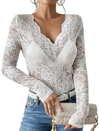 uxxnjfg Maglietta Donna Maniche Lunghe Invernale Cotone Abbigliamento Donna Basic Maglia Scollo a V Termiche Oversize T-Shirt Attillata Leggeri Aderente Magliette per Leggings(Bianco,XXL)