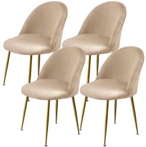 Levoberg - Funda de silla para comedor, escandinava, extensible, de terciopelo, funda para silla, respaldo redondeado, elástica, cubierta de silla escandinava, para casa, boda, hotel, 4 piezas, color