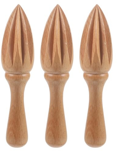 OUNONA Exprimidor de limón de madera (3 piezas): exprimidor de cítricos portátil para cocina, ideal para cocinar y hacer jugos en celebraciones, ideal para naranja, limón y lima.