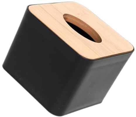 Portafazzoletti in Legno Nero con Coperchio, Scatola Grande | Soggiorno e Casa, Contenitore Pratico e Decorativo, Design Semplice in Pp e Legno