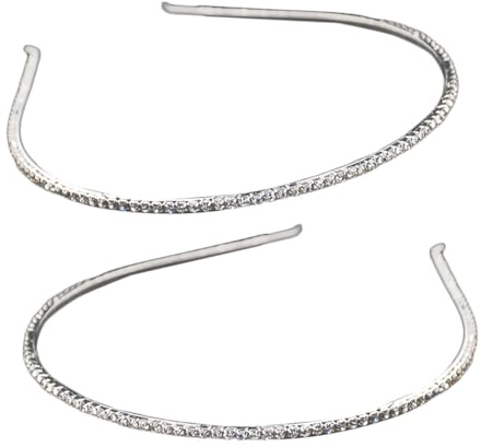 Cerchietto Cristallo Donna in Lega, Set 2 Pezzi Argento | Brillantini Glitterati, per Matrimonio e Fidanzamento, Stile Chic Decorazione Gioiello