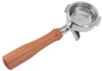Keenso Porte-filtre à café en acier inoxydable de 58 mm avec double bec pour machine Nuova, porte-filtre amovible avec poignée en bois, idéal pour deux tasses, matériau respectueux de l'environnement
