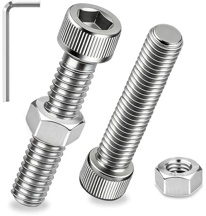Ezitruz M6x60 mm Zylinderschrauben Muttern Set, 30 Stk Zylinderkopfschrauben Edelstahl A2 V2A, Inbus Schrauben DIN 912 Schrauben mit Innensechskant Sechskantschrauben mit Muttern für Möbel Reparatur