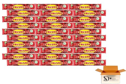 Refreshers Cherry Cola Chew Bars – Classic Retro Sweets | Fizzy Sherbet-Filled Cherry & Cola Flavour Chewy Candy | Vegetarian-Friendly Nostalgic Treat (30 Bars)