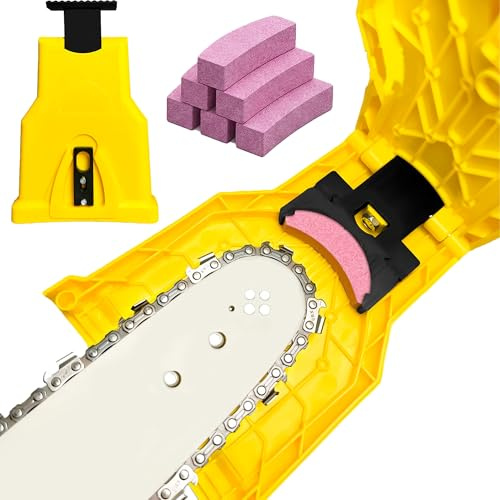Affuteur Chaine TronçOnneuse Universel, Affuteuse De Chaine Tronconneuse 3/8, Avec 6 Pierres, Affûteur de Tronçonneuse Ultra-Rapide – Précision Instantanée pour Coupe Efficace (1)