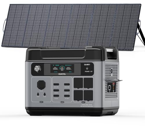 OUKITEL Estacion de Energia Portatil 3200W (Pico 6400W) Generador Solar | con Panel de 500W, Batería LiFePO4 de 2048Wh, 4 Tomas de CA, Carga Rápida 1,2h, Power Station para Camping, Hogar,SAI Backup