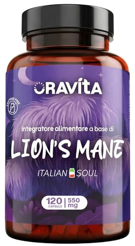 Lions Mane PURO da Frutto – Estratto Hericium Erinaceus 30% Polisaccaridi – 120 Capsule Veg – Integratore Memoria, Concentrazione, Focus e Difese Immunitarie – Fungo Criniera Leone 1110mg | Oravita