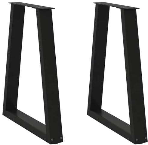YunCangg Esstischbeine V-Form schwarz, 2 Stück, pulverbeschichteter Stahl, 60 x (72-73,3) cm, mit verstellbaren Nivellierfüßen, stabiles Tischgestell für Esstisch, Schreibtisch, DIY Möbelmontage