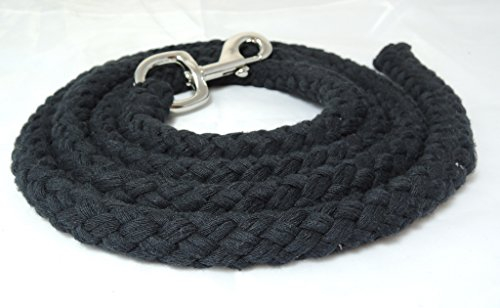 Führstrick aus Baumwolle mit Kern 2 mtr in schwarz mit Karabiner Silber