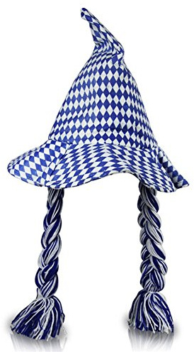 Euro Souvenirs Oktoberfest Filzhut weiß-blau mit bayerischer Raute mit Zöpfen 55 cm