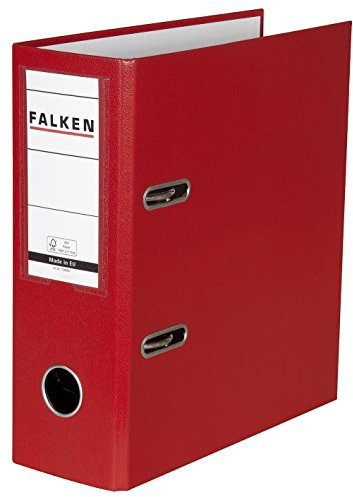 Original Falken PP-Color Kunststoff-Ordner Sonderformat. Made in Germany. 8 cm breit DIN A5 hoch mit Wechselfenster rot Rezepte Ringordner Aktenordner Briefordner Büroordner Plastikordner | Made in Germany Kunststoffbezug außen Papierbezug innen austauschbares Rückenschild