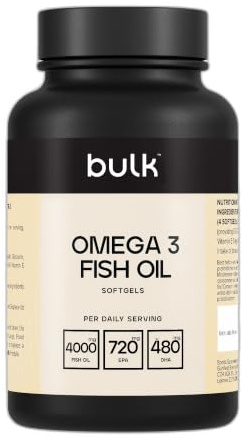 Bulk Omega 3 Fish Oil, 2000mg, 270 Capsules | High Strength Softgels, 4.5 Month Supply, 720mg EPA & 480mg DHA per Daily Dose, Supports Normal Heart Function