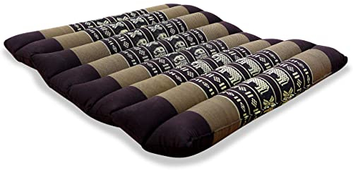 livasia Sitzkissen Stuhlauflage klein - 35x35x4,5cm - Bodenkissen gesteppt Indoor/Outdoor, Meditationskissen Yogakissen, Stuhlauflage Palettenmöbel, Steppkissen für Stuhl und Bank (Braun/Elefanten)