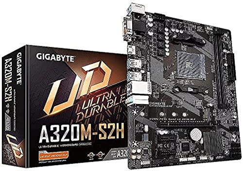 Gigabyte GA-A320M-S2H AMD A320 Socket AM4 microATX motherboard (DDR4-SDRAM, DIMM, 2133,2400,2667,2933,3200 MHz, Dual, 32GB, AMD)