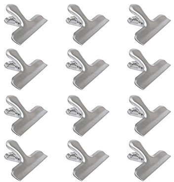 AZX Clip 12er Pack Multi-use Binder Clips Tüten Verschlussclips Edelstahl Brief Klammern home Küche Freezer Tasche Clips (Klein)