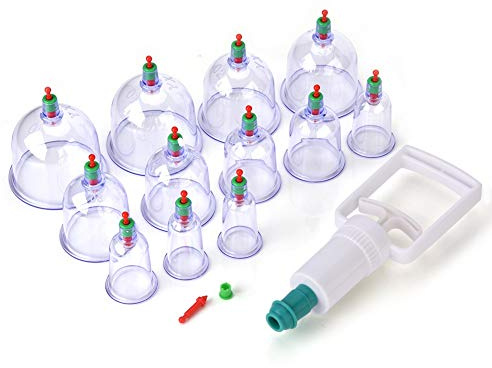 Nikou 12 Stück Schröpfgläser Set, Saugnäpfe Schröpfen Massage Akupunktur Vakuum Medizinische Therapie Traditioneller chinesische Massage Sauger zur Schröpfmassage