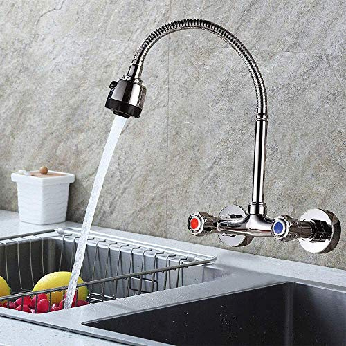 Edelstahl Wandmontage Wasserhahn Küche Wand 360° Drehbar Einhebelmischer Kaltwasserhahn Mischbatterie