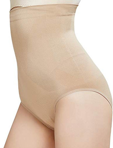 DREAM SLIM Women's High-Waist Seamless Body Shaper Briefs Tummy Control Panty Butt Lifter Shapewear Slim Waist Trainer (Nude, Small)