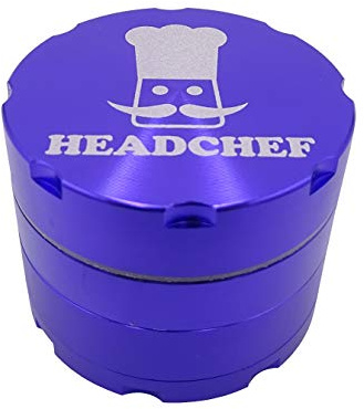 Headchef Razor, 4 Piece Grinder, Metal Herb Grinder with Sifter Scraper (Purple, 40mm)