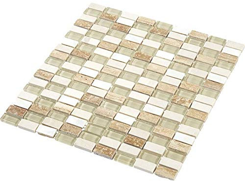 Mosaïque Pierre/Verre - Beige - 1.5 x 3 cm