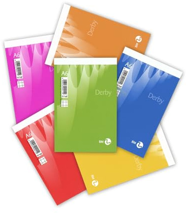 BM BeMore - Notes Derby 0100011 - Bloc Notes Point Métallique - Format A6 - Lissage 5 mm avec carrés 5 mm - Papier 60 g/m² - Lot de 10 pièces